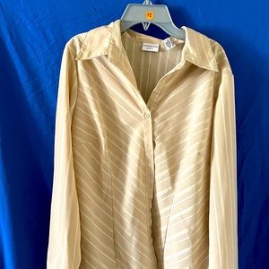 Covington Blouse Beige with Metallic Gold stripes